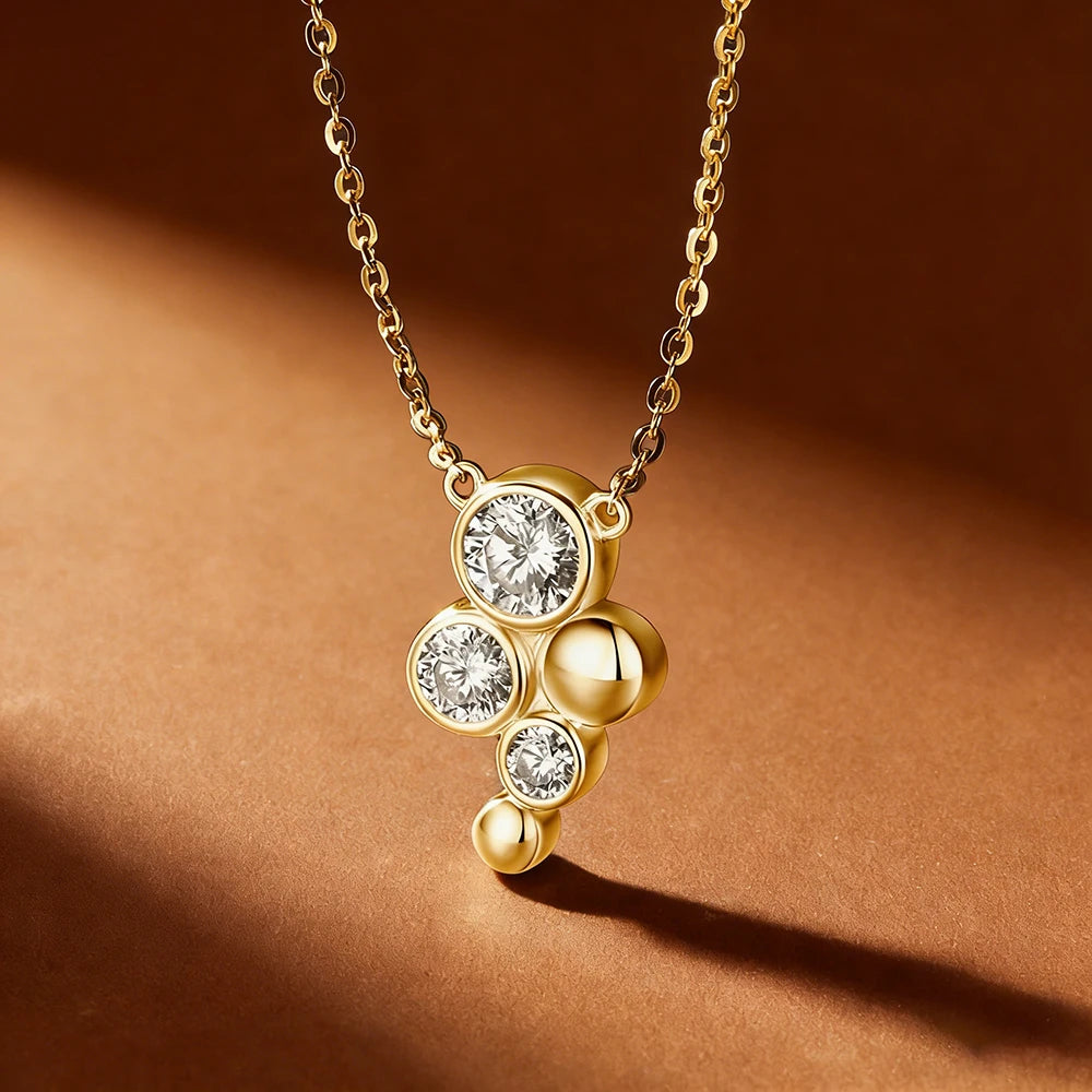 Anziw 925 Silver 5mm&4mm&3mm D-E Round Moissanite Pendant Necklace for Women Adjustable-losil