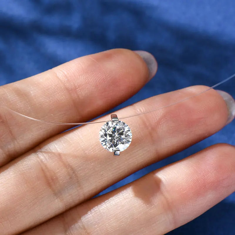 Anziw 2ct 1ct 0.5ct D Moissanite Pendant Necklaces for Women 925 Silver-losil