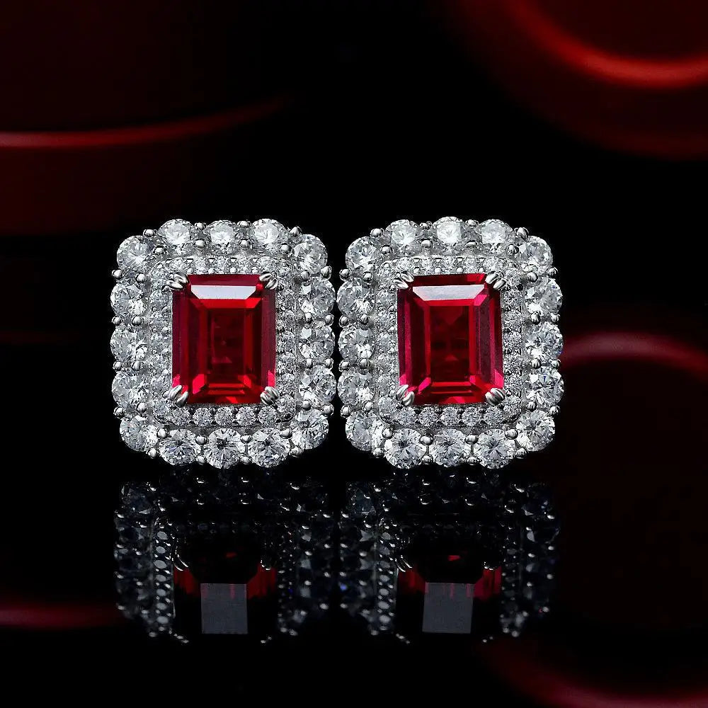 OEVAS 8x10mm High Carbon Diamond Gemstone Earrings for Women 100% 925 Sterling-losil
