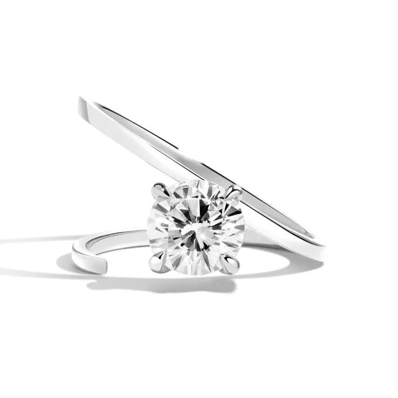 OEVAS 1CT 6.5MM Round Moissanite Rings for Women S925 Silver plated 18K-losil