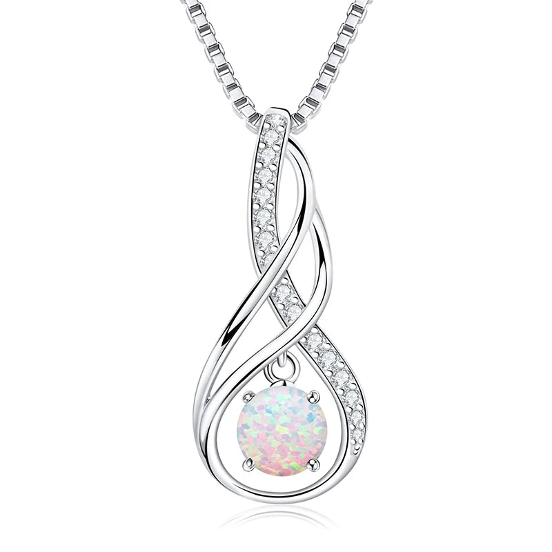 12 Birthstone Infinity Pendant Necklace for Women 925 Silver Colorful Gemstone 6.5mm-losil