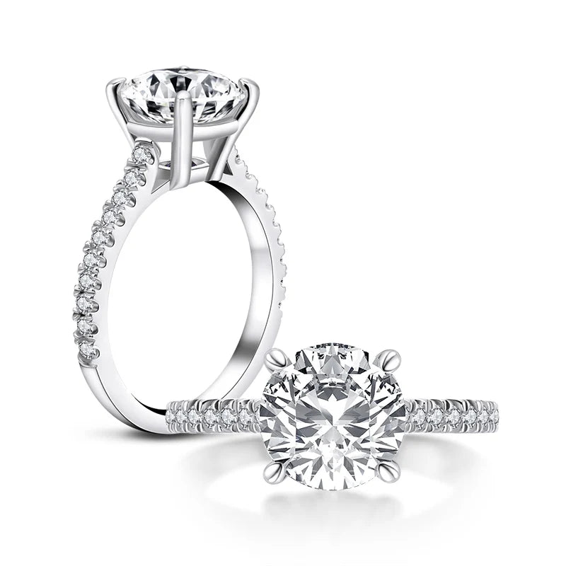 ANZIW 925 Sterling Silver 3ct Round Cut Engagement Rings Sparkling Zirconia Wedding-losil