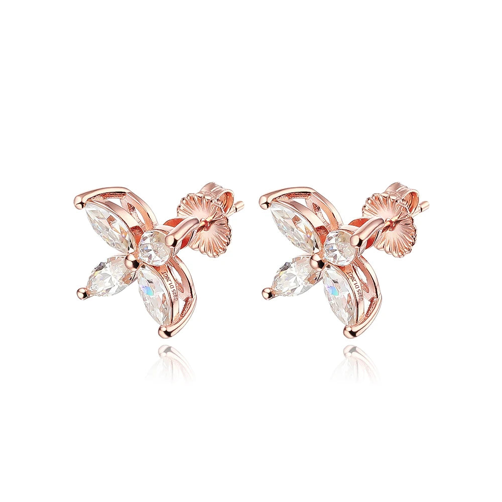 OEVAS 100% 925 Sterling Silver Moissanite Diamond Butterfly Pendant Necklace Earrings For-losil