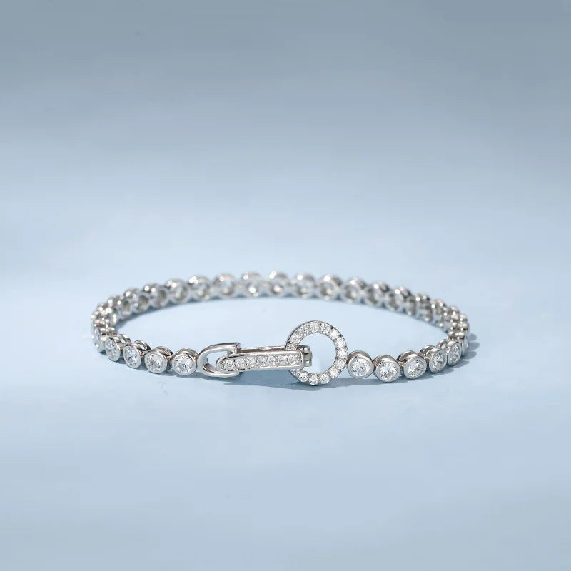 OEVAS Full 3mm High Carbon Diamond Bracelet S925 Sterling Silver Sparkling Bracelet-losil