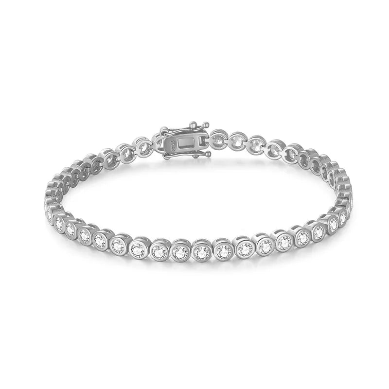 OEVAS 2mm 3mm Moissanite Round Bubble Diamond Tennis Bracelets for Woman Men-losil