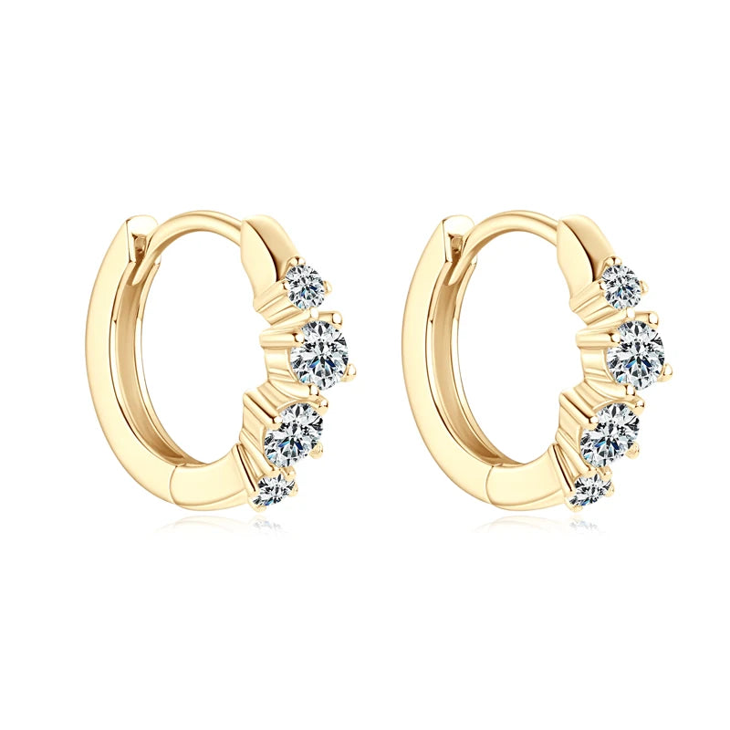 Anziw 925 Sterling Silver 4 Stones Moissanite Irregular Hoops Huggie Earrings for-losil