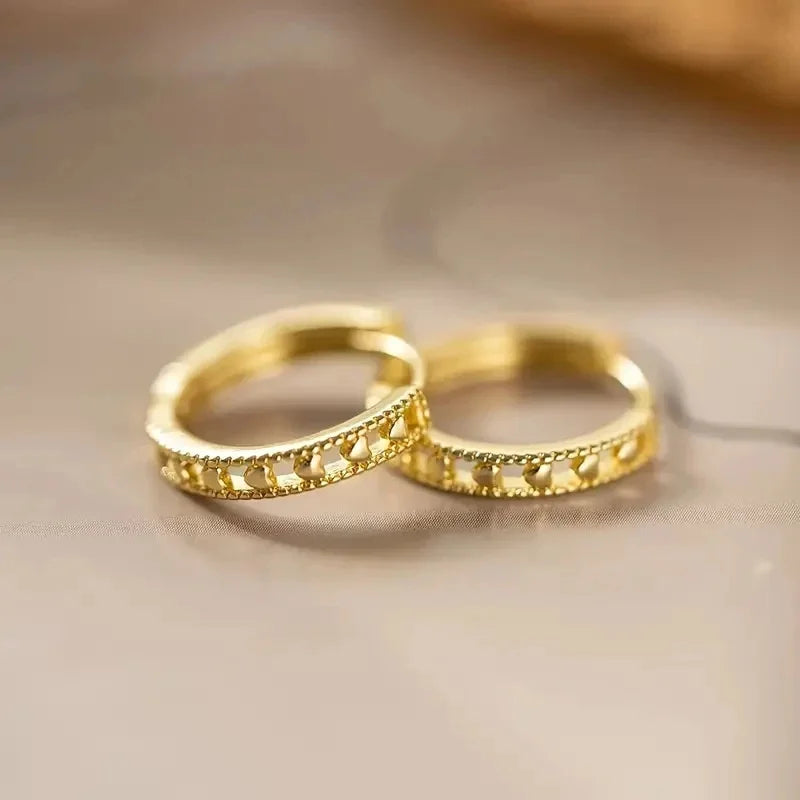 Huitan Opulent Dainty Hoop Earrings with Hollow Heart Design Graceful Elegant Jewelry-losil