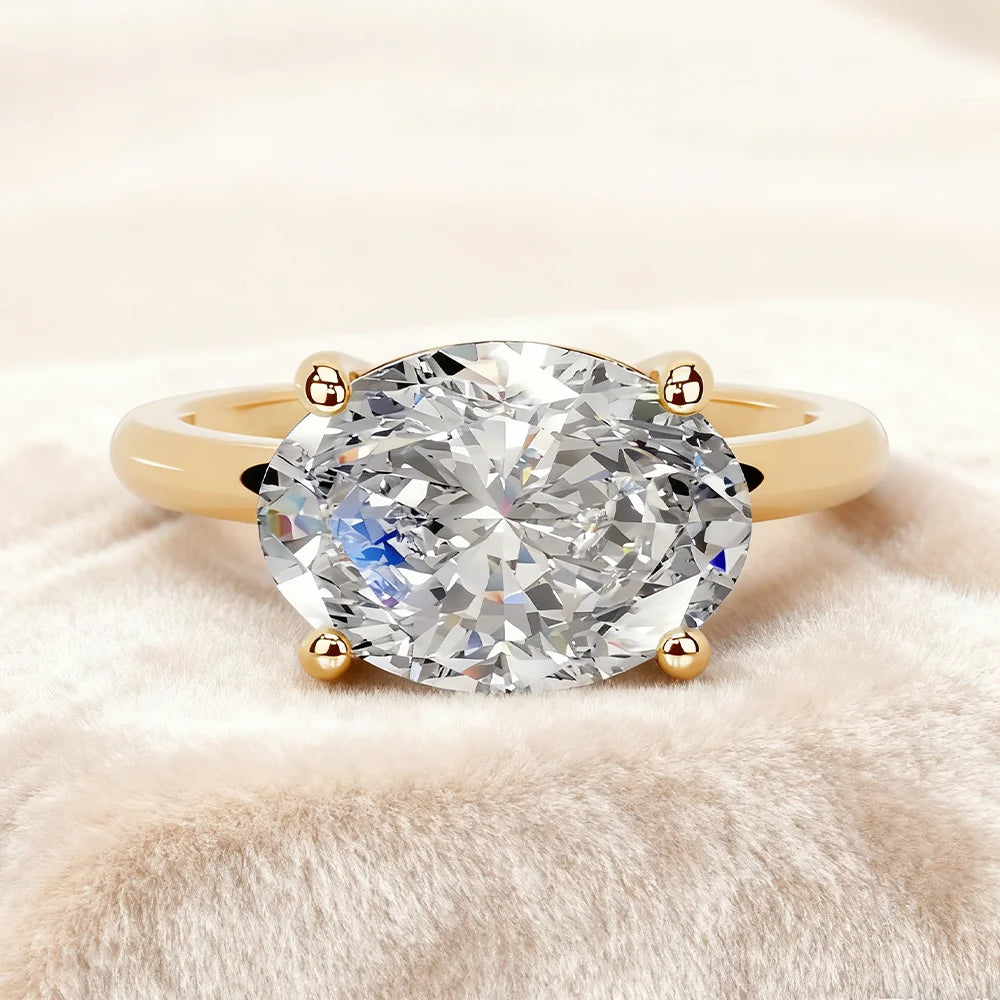 OEVAS 1/3/5CT Moissanite Solitaire Ring For Women 925 Silver Plated 18K Gold-losil