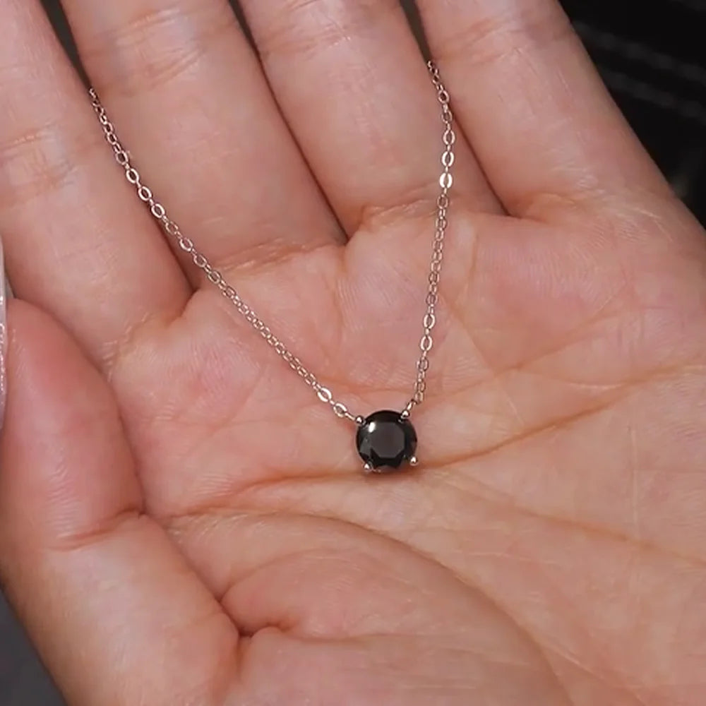 OEVAS 1CT/2CT Black Moissanite Pendant Necklace For Women 100% S925 Silver VVS1-losil