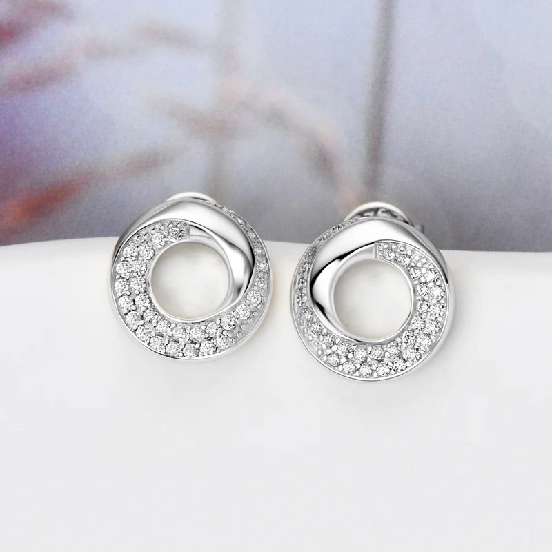 Anziw Doughnut Circle D Color Moissanite Stud Earrings for Women Men Real-losil