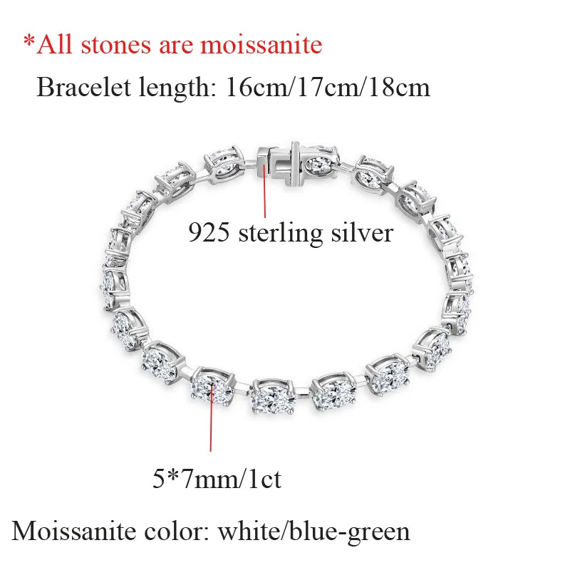 OEVAS 5*7MM 1CT D Color Full White Blue Green Moissanite 100% 925-losil