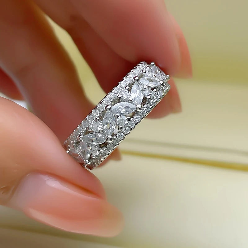 Huitan Gorgeous Brilliant Zirconia Finger Ring Female Wedding Band Graceful Women Engagement-losil