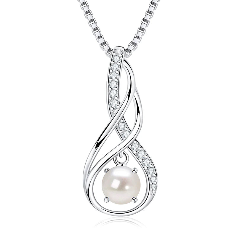 12 Birthstone Infinity Pendant Necklace for Women 925 Silver Colorful Gemstone 6.5mm-losil