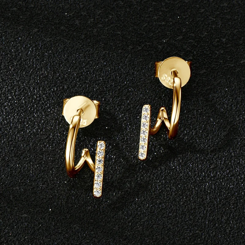 ANZIW Niche 1mm Moissanite Earrings Cuff for Women Trendy Irregular Studs Earrring-losil
