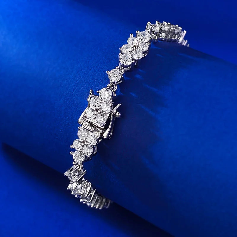 OEVAS 2MM 3MM High Carbon Diamond Wreath Bracelet 100% 925 Sterling Silver-losil