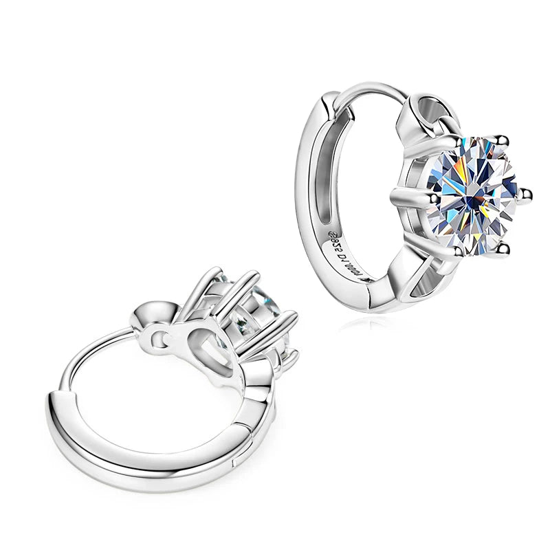 2025 New 2.0cttw D Moissanite Hoop Huggie Earrings for Women 925 Silver-losil