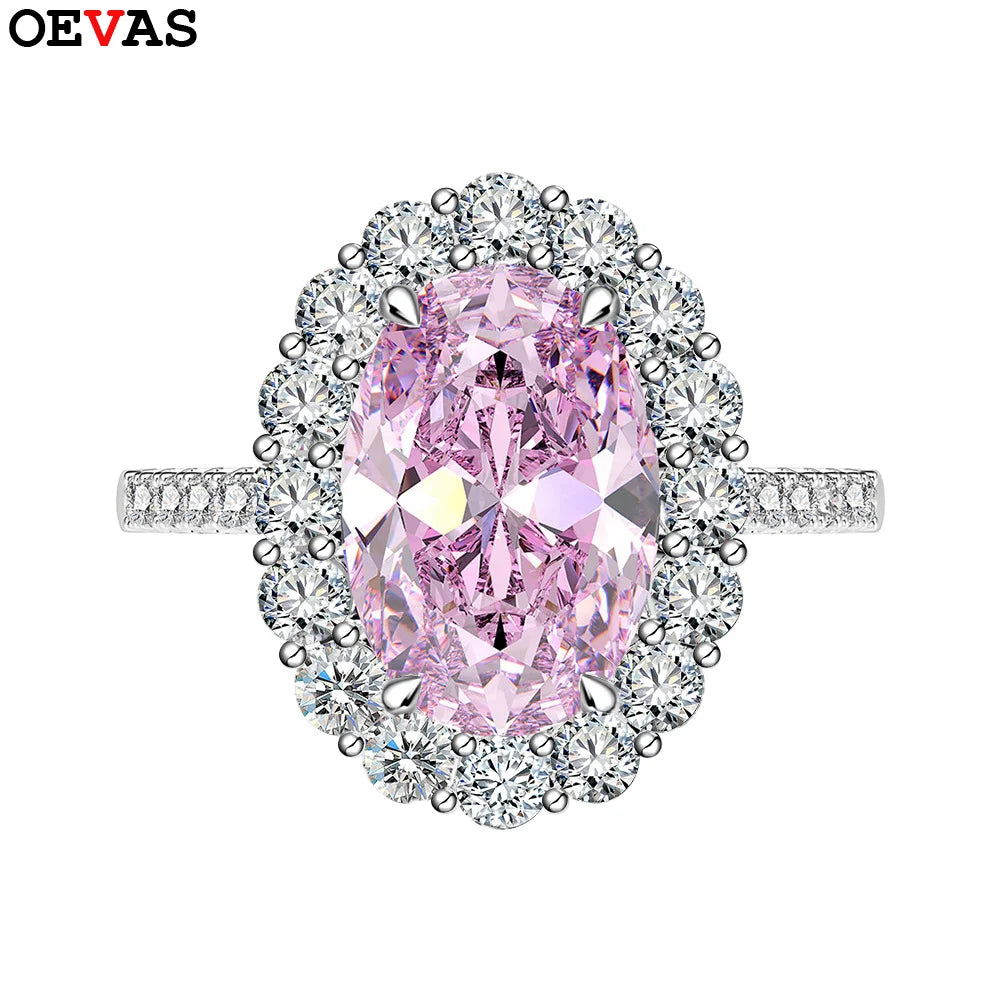 OEVAS 100% 925 Sterling Silver Created Zircon 3CT 8*12 Citrine Sapphire Gemstone-losil