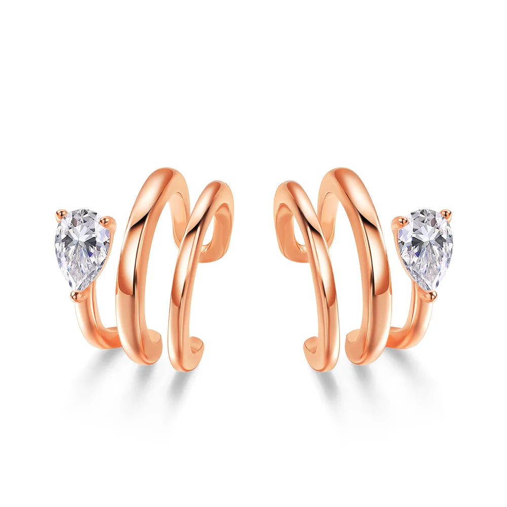 OEVAS 0.5CT 4X6MM Water Drop Moissanite Clip Earrings for Women Girls S925-losil