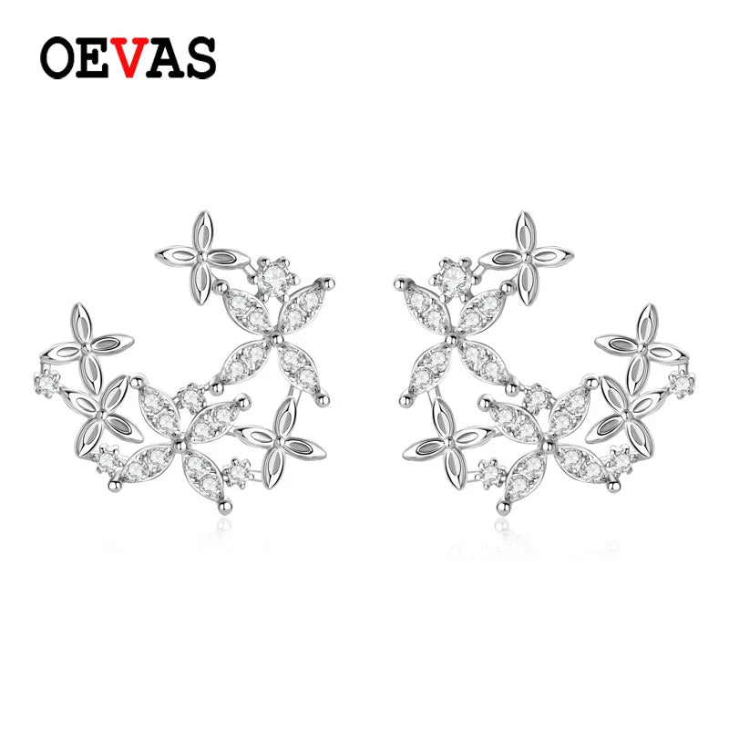 OEVAS 1.3MM 2MM Total 0.46CT Moissanite Uneven Stud Earrings 100% 925 Sterling-losil