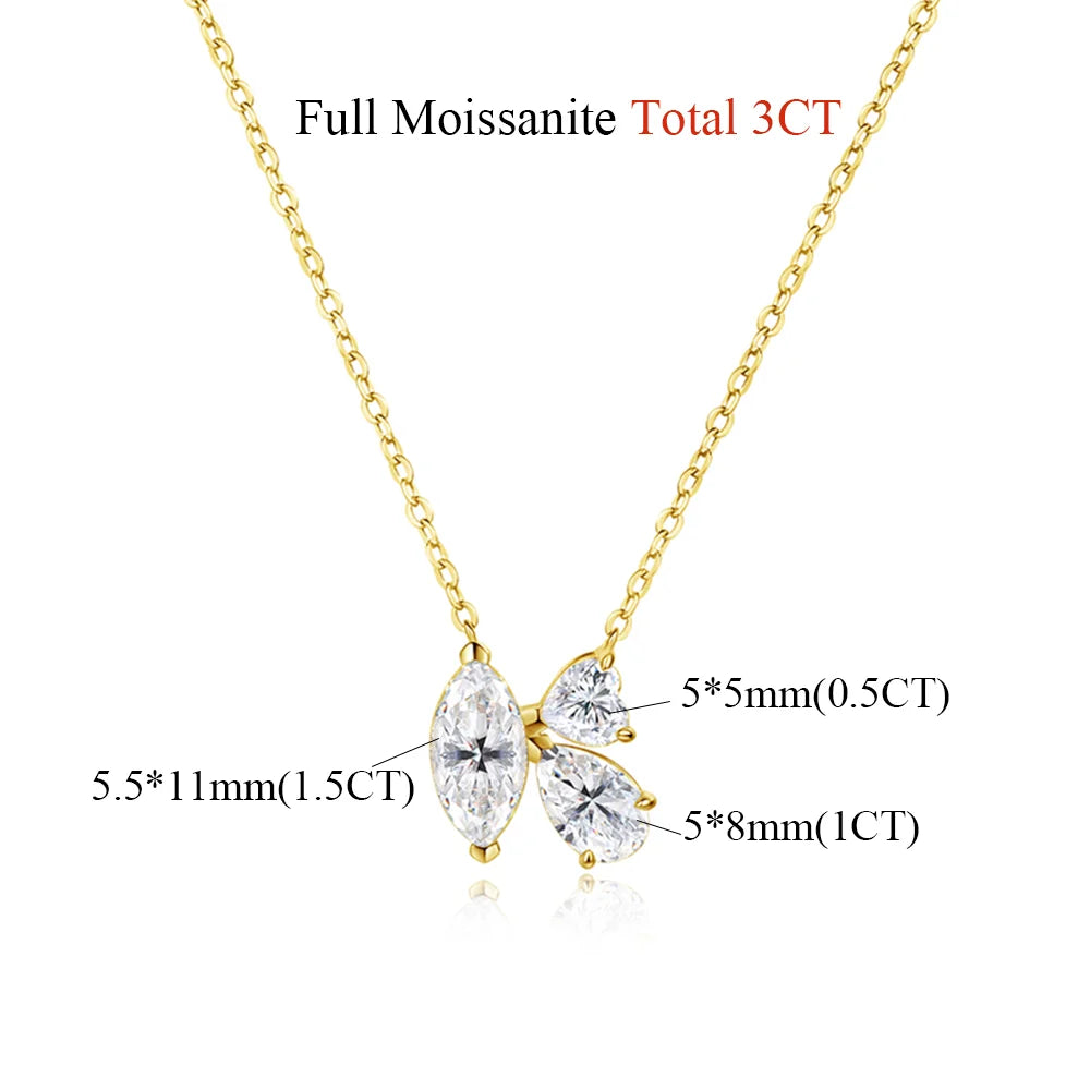 OEVAS 3cttw Marquise Cut Moissanite Necklace for Women S925 Silver Muti Shape-losil