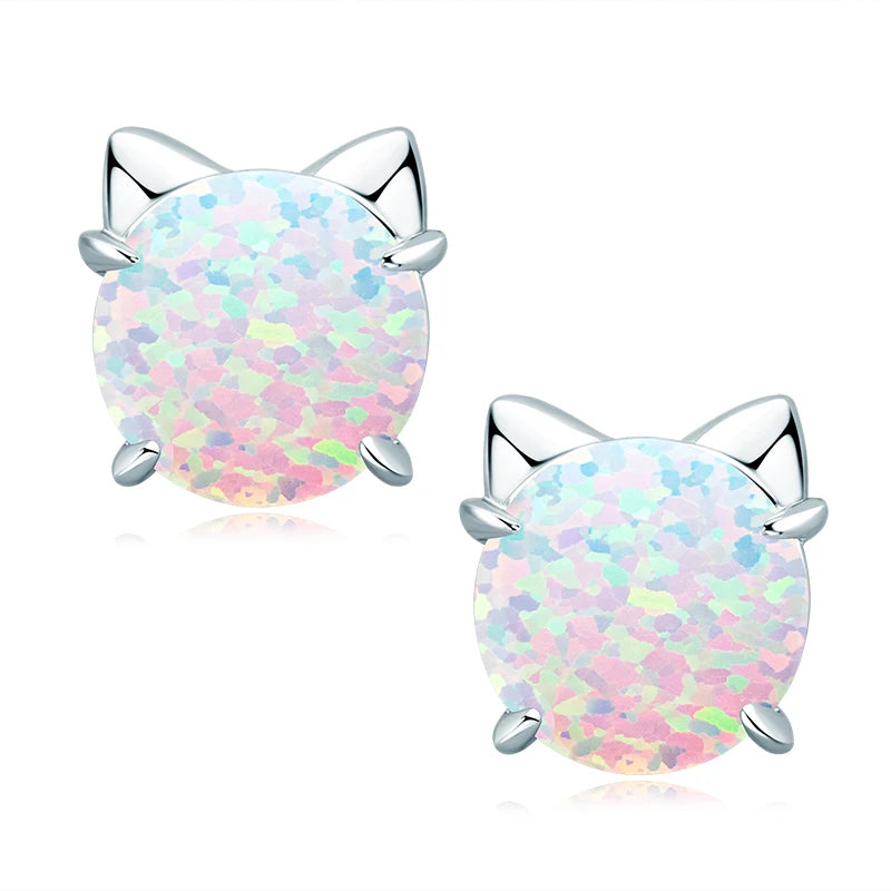 Fresh Opal Drop Stud Earrings for Women 925 Sterling Silver Curved Bar-losil