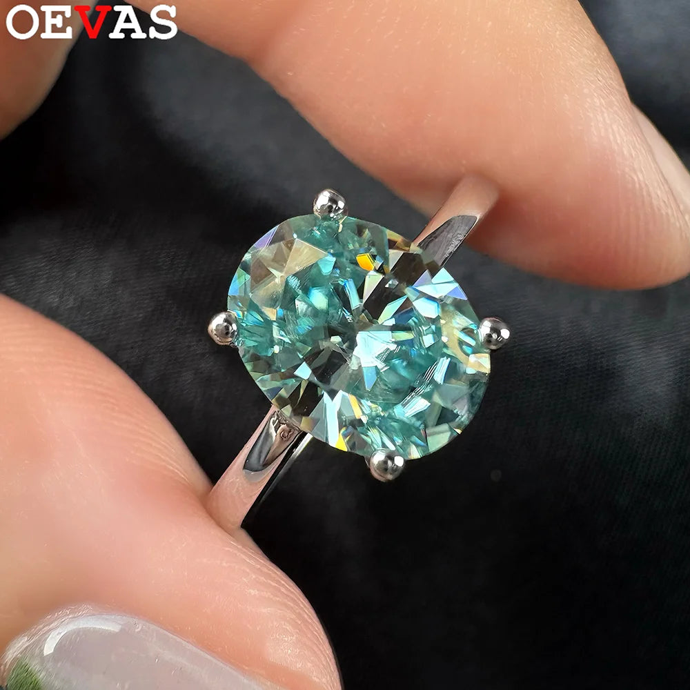 OEVAS Real 1CT / 2 Carat Oval Aquamarine Moissanite Ring For Women-losil