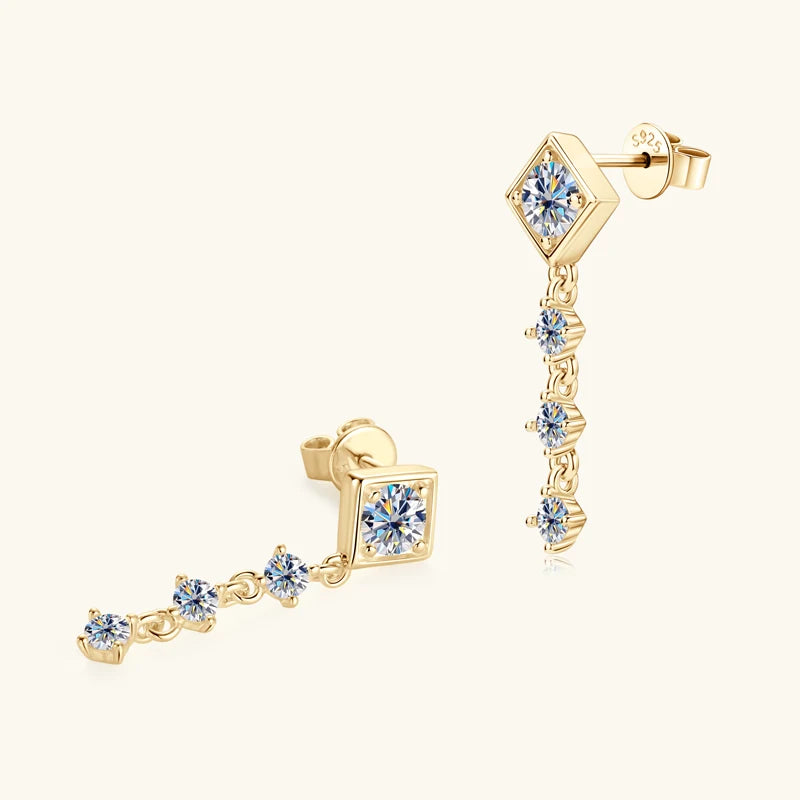 Anziw 5mm&3mm D Moissanite Drop Stud Earrings 925 Silver for Women Gifts-losil