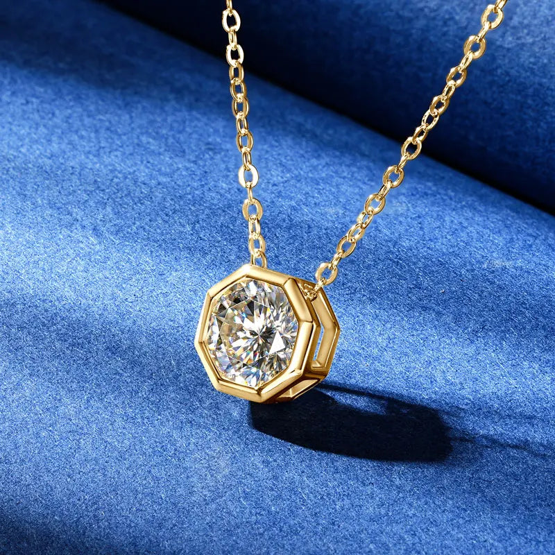 Anziw 1CT 8mm 2CT D VVS1 Moissanite Solitaire Pendant Necklace for Women-losil