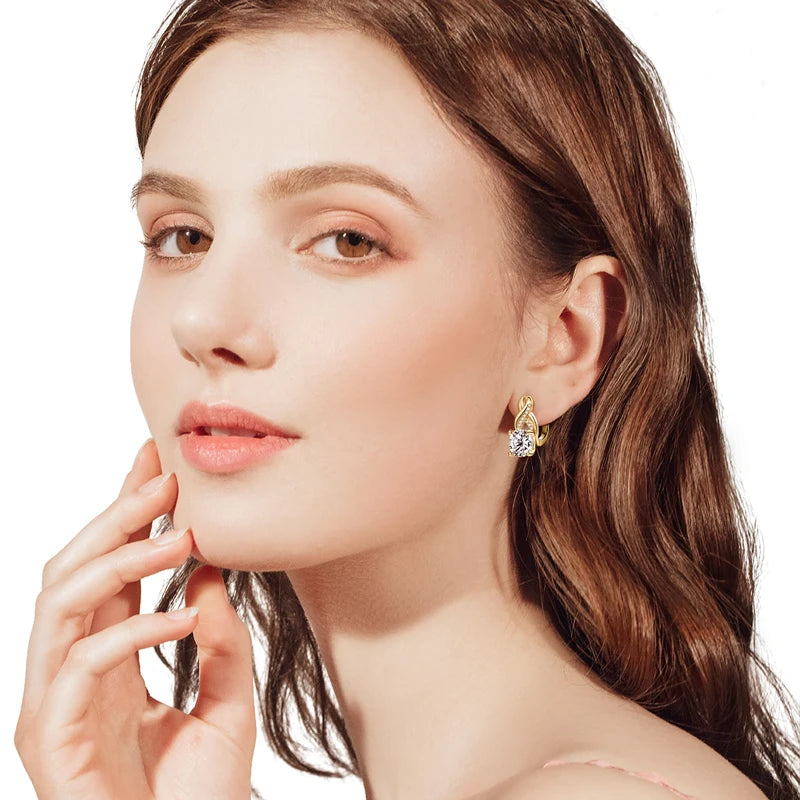 Real 925 Sterling Silver Infinity Hoop Earrings for Women 4.10ctw. Moissanite Drop-losil