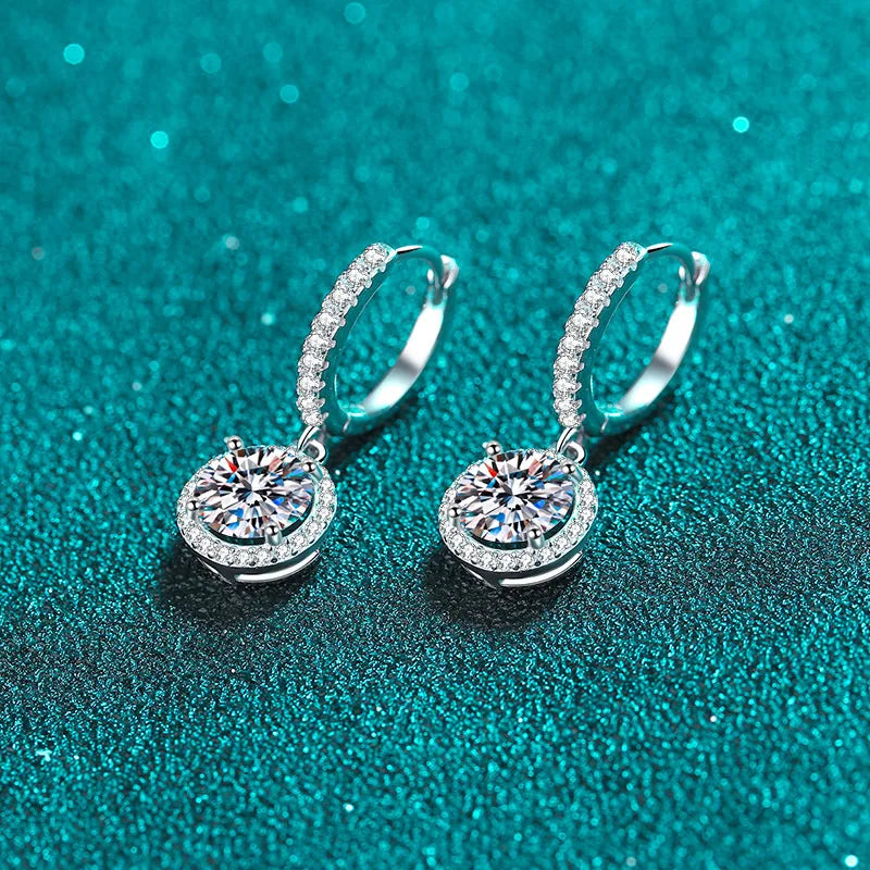 OEVAS 6.5mm 2cttw D Color Moissanite Earring 100% S925 Sterling Sliver Earrings-losil