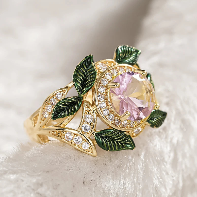 Huitan Gorgeous Flower Rings Active Beautiful Modern Finger Accessories for Women Delicate-losil