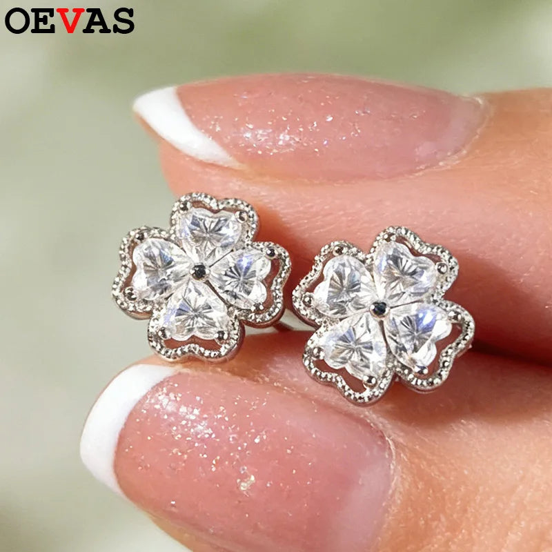 OEVAS 0.8cttw Heart Cut Full Moissanite Earrings For Women 925 Sterling Silver-losil