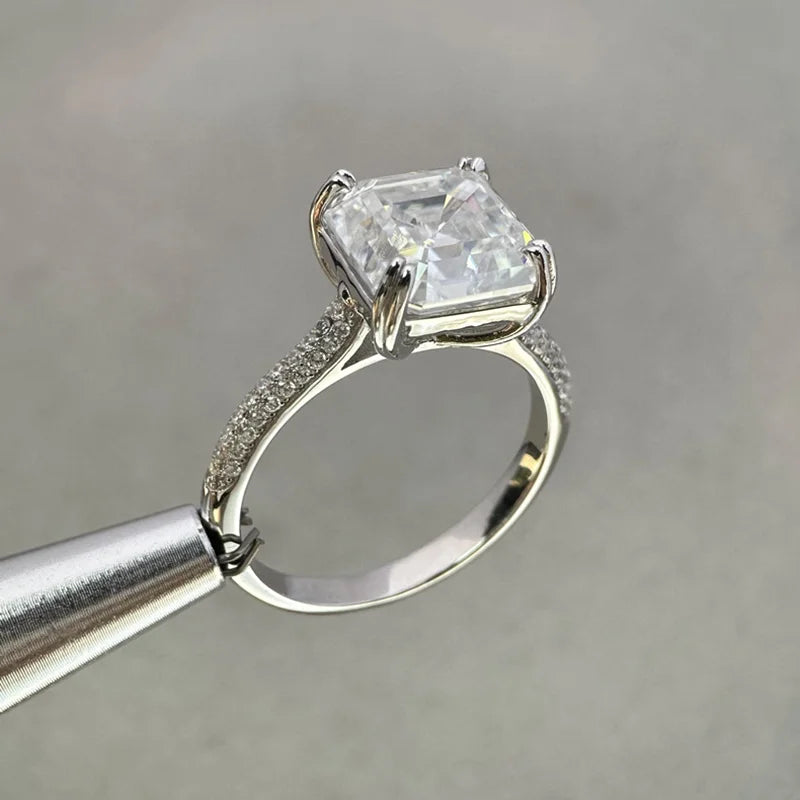 OEVAS 8x8mm 10ct Square Asscher Cut Moissanite Ring for Women 100% S925-losil