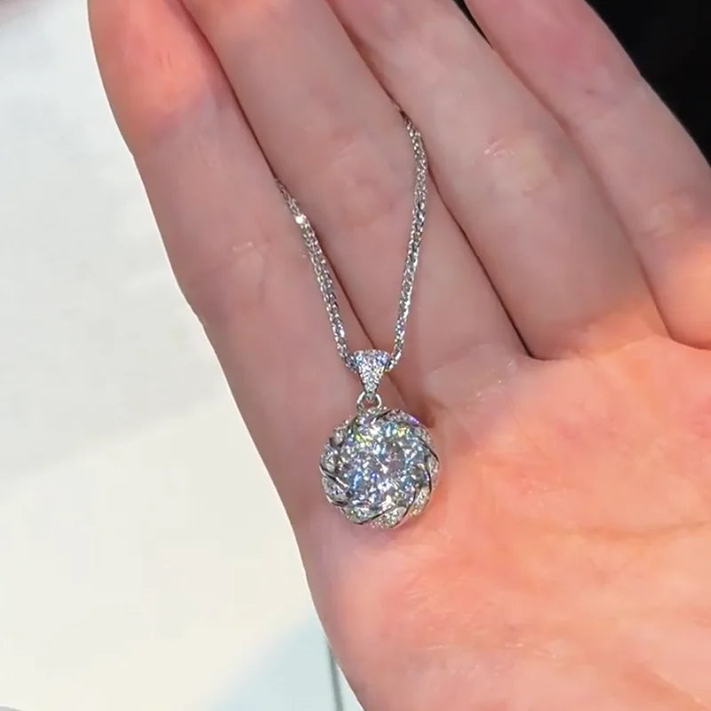 OEVAS Oval Cut 3CT 100% Real Moissanite Necklace for Women 925 Sterling-losil