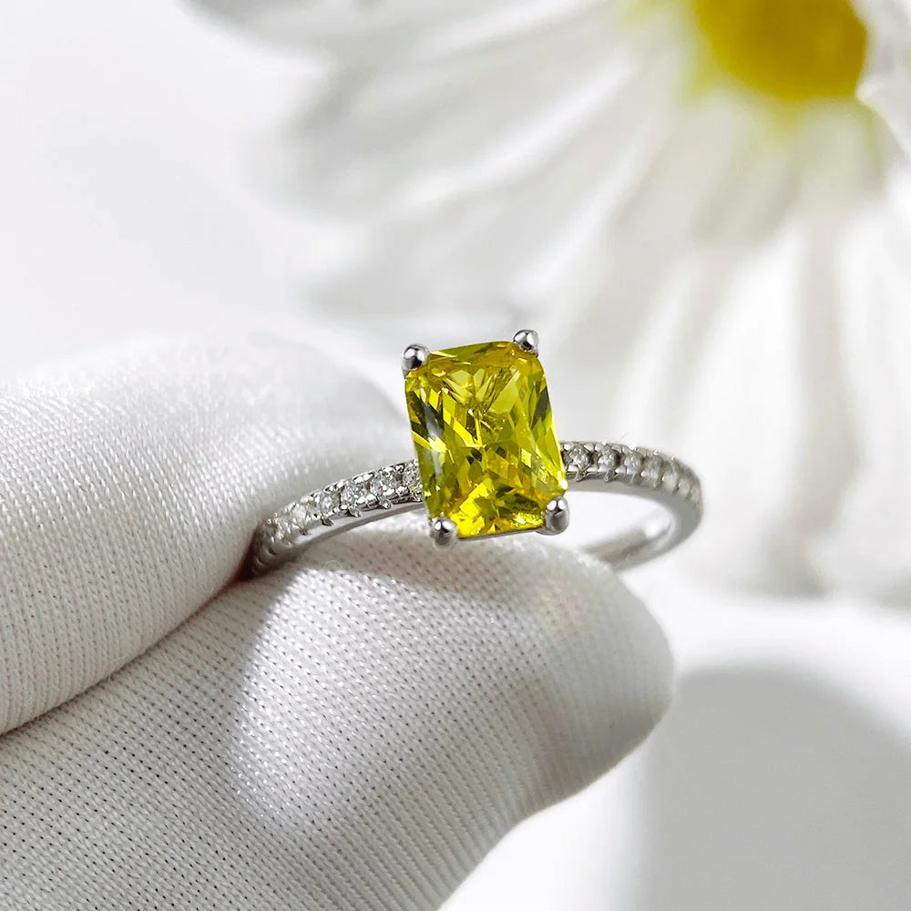 OEVAS 1CT Lab Grown Ruby/Yellow Sapphire/Emerald Ring S925 Sterling Silver with Moissanite-losil