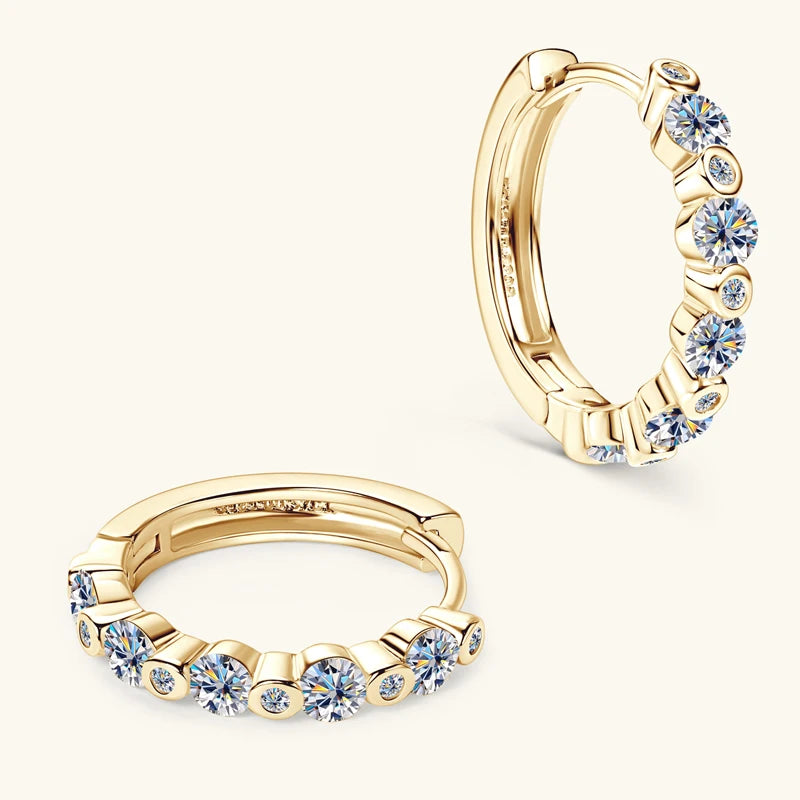 Anziw Real D0.57CT 1.3mm D Moissanite Hoop Earrings for Women 925 Sterling-losil