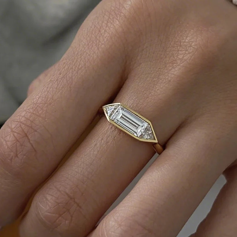 OEVAS Elegant Minimalist Jewelry Full Moissanite Rings for Women S925 Sterling Silver-losil