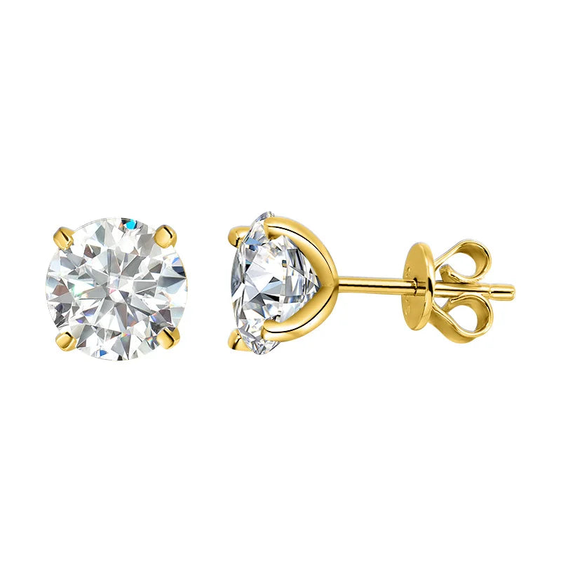 OEVAS Real 0.2CT-3CT D Color Moissanite Four Claws Stud Earrings For Women-losil