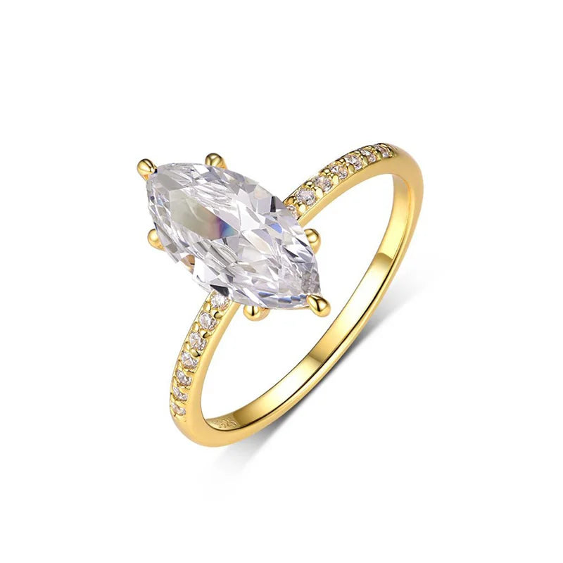 OEVAS 2ct D VVS1 Marquise Cut Moissanite Ring 100% S925 Silver Plate-losil