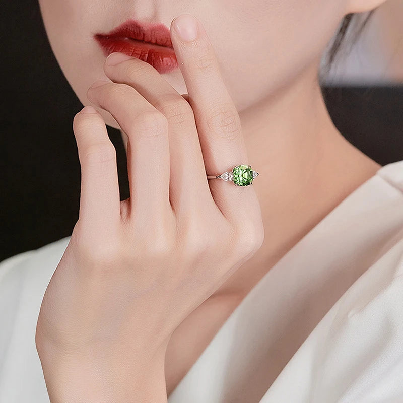 Huitan Light Green Cubic Zirconia Rings for Women Newly Designed Wedding Accessories-losil