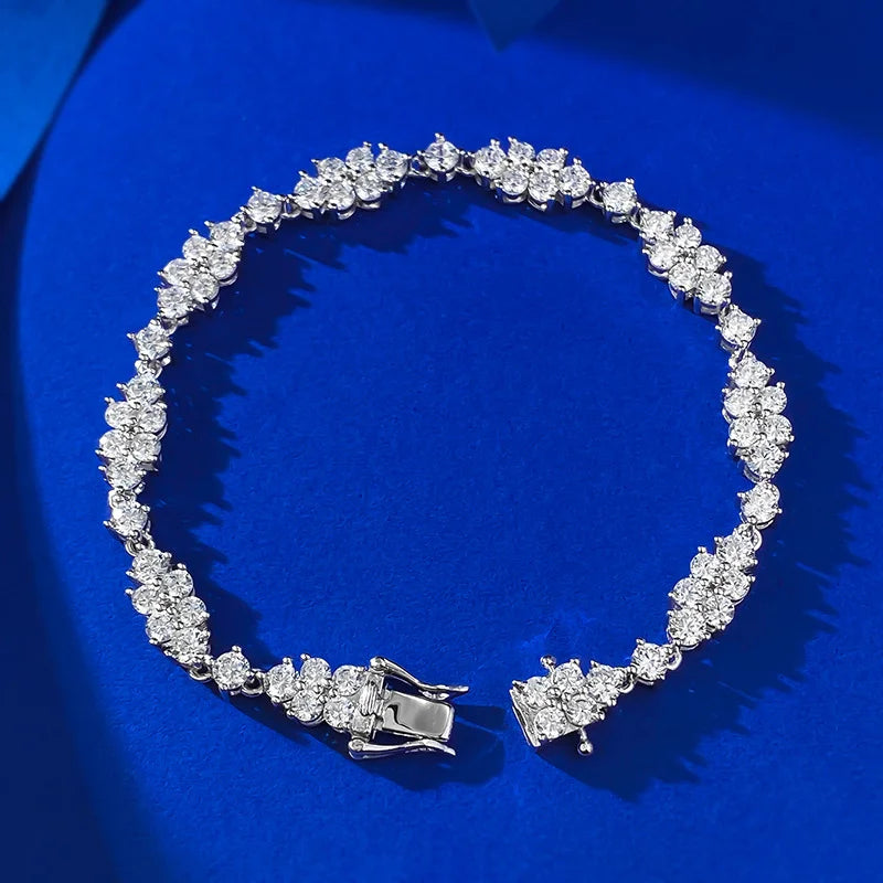 OEVAS 2MM 3MM High Carbon Diamond Wreath Bracelet 100% 925 Sterling Silver-losil
