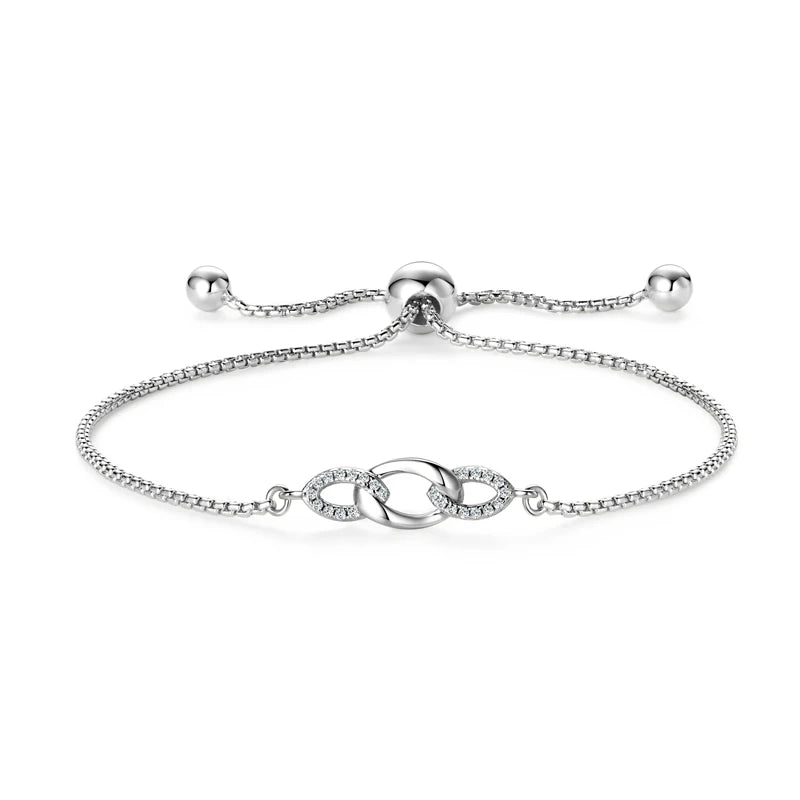 2024 Trendy Stretch Adjustable Moissanite Bracelet Real 925 Silver Plated Gold Bracelet-losil