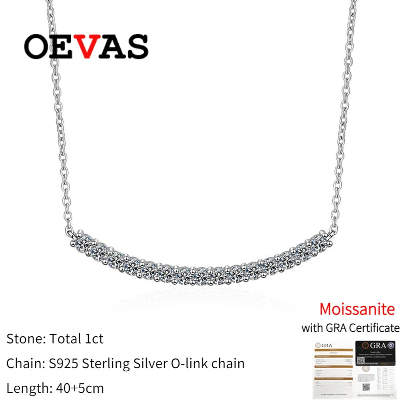 OEVAS 100% 925 Sterling Silver 1CT D Color Full Moissanite Smile Necklace-losil
