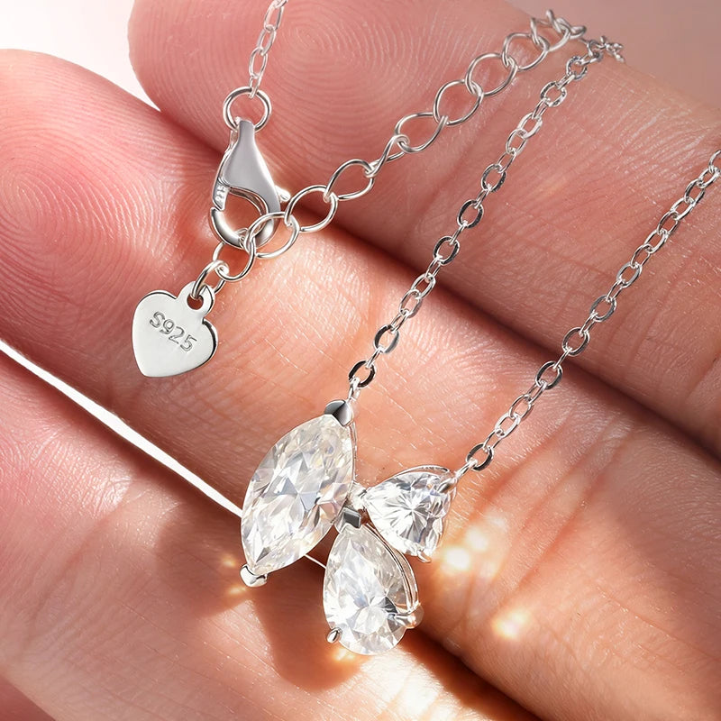 OEVAS 3cttw Marquise Cut Moissanite Necklace for Women S925 Silver Muti Shape-losil