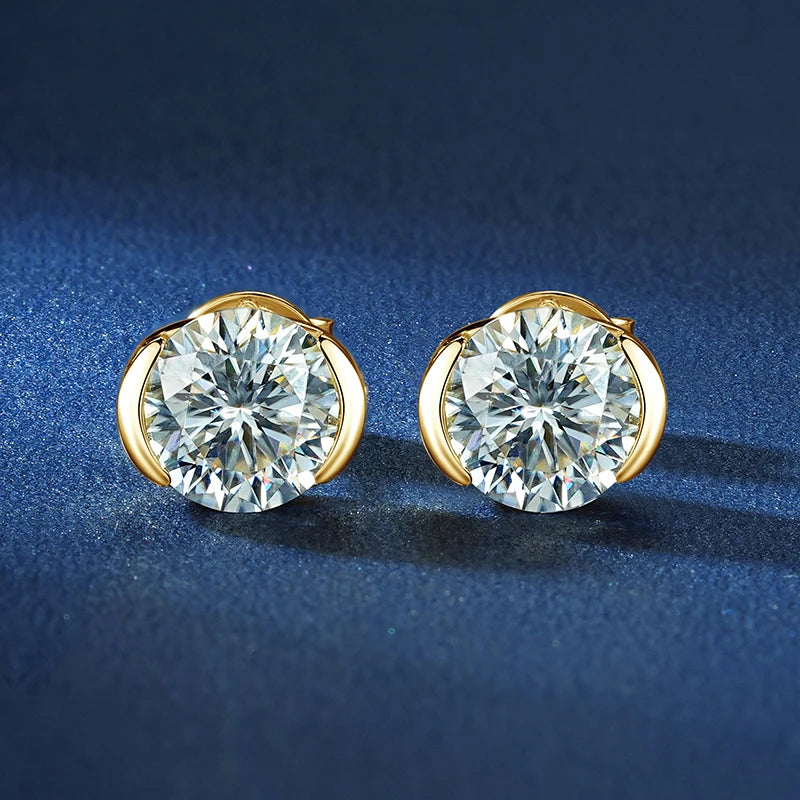 Anziw 1.0CT 6.5mm Sparking Moissanite Lab Diamond Stud Earrings 925 Sterling Silver-losil