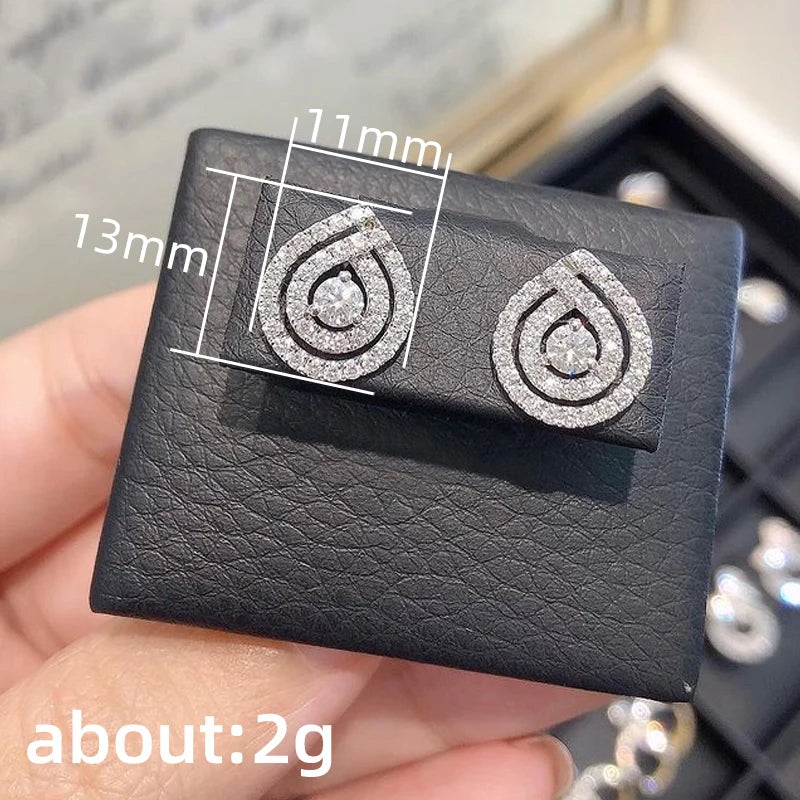 Huitan Luxury Crystal Cubic Zircon Earrings for Women Ear Stud Piercing Exquisite-losil