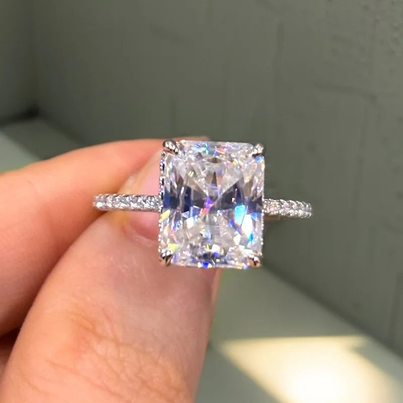 OEVAS 8*10mm 4ct Redion Cut Moissanite Rings S925 Silver For Women Lab-losil