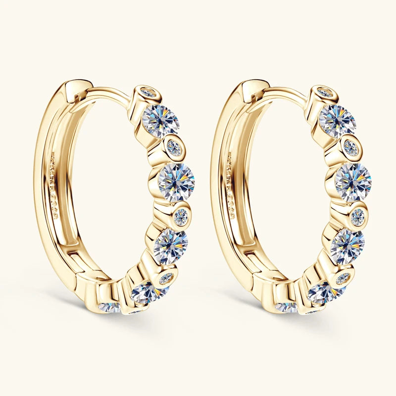 Anziw Real D0.57CT 1.3mm D Moissanite Hoop Earrings for Women 925 Sterling-losil