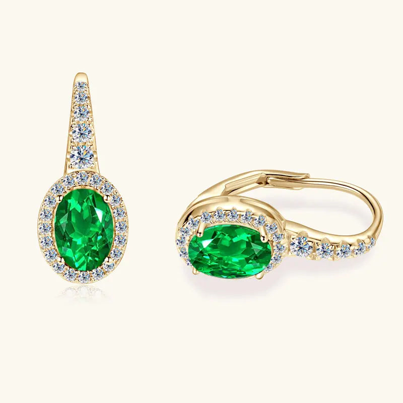 Emerald Cut Gemstone Drop Hoop Earrings for Women 925 Sterling Silver 14K-losil