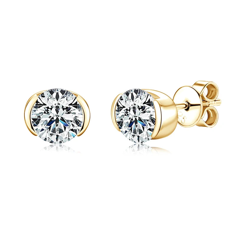 Anziw 1.0CT 6.5mm Sparking Moissanite Lab Diamond Stud Earrings 925 Sterling Silver-losil